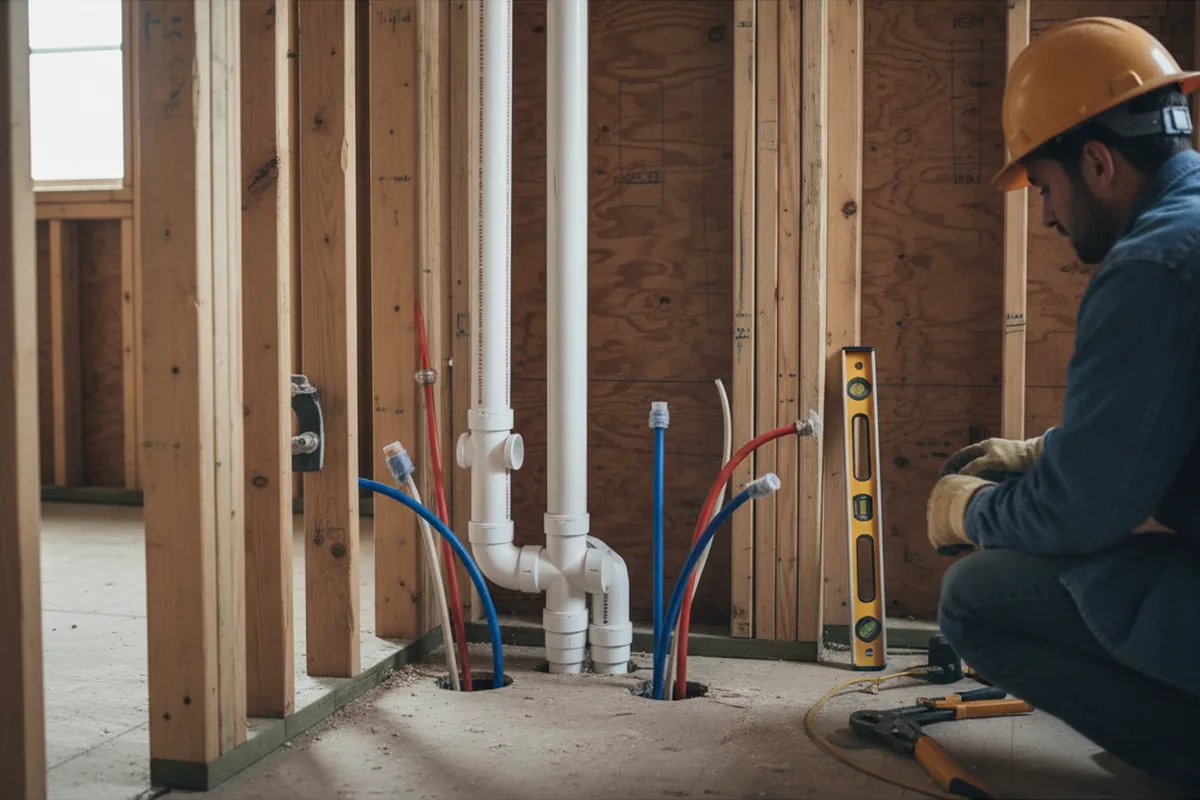 Drain and supply rough-in during Sump Pump Repair in Francesville