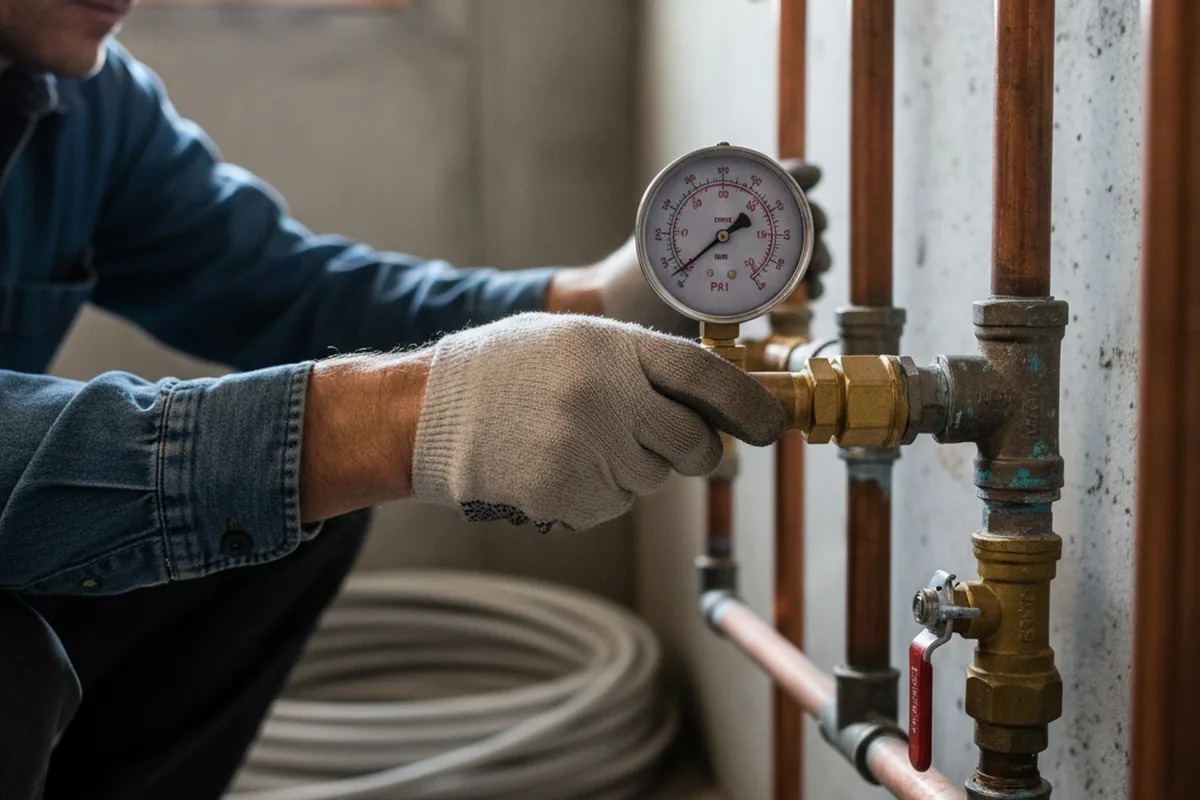 Pressure testing a repaired line during Water Line Repair in Francesville